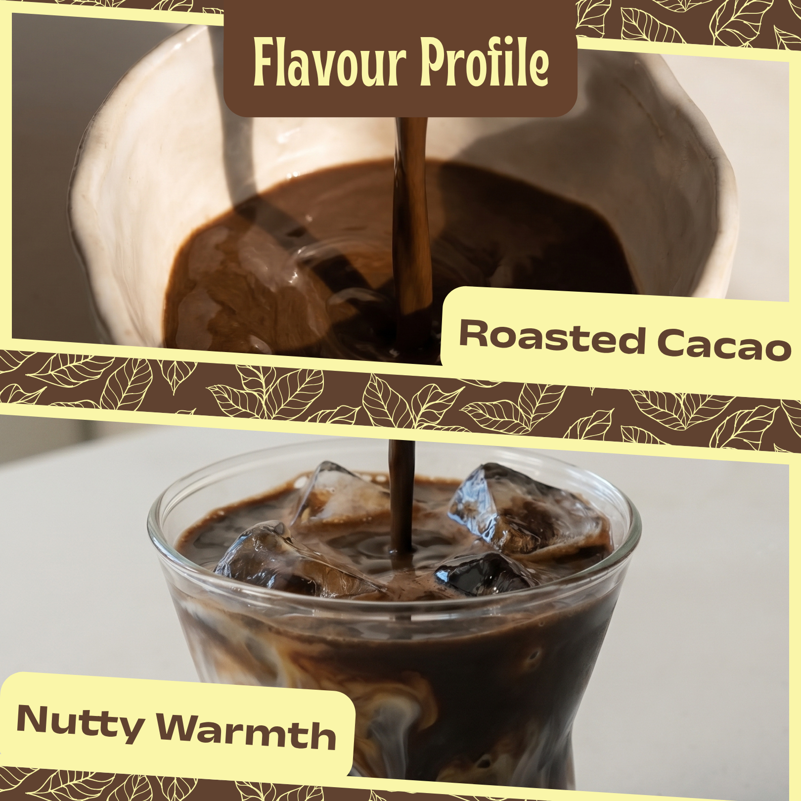 Genie Super hojicha flavour profile — roasted cacao and nutty warmth