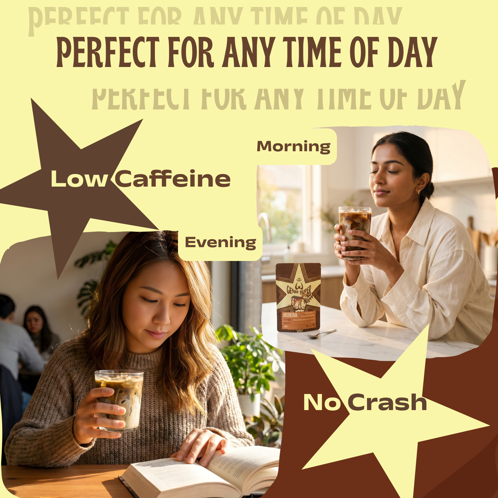 Genie Super hojicha — low caffeine drink perfect for morning and evening