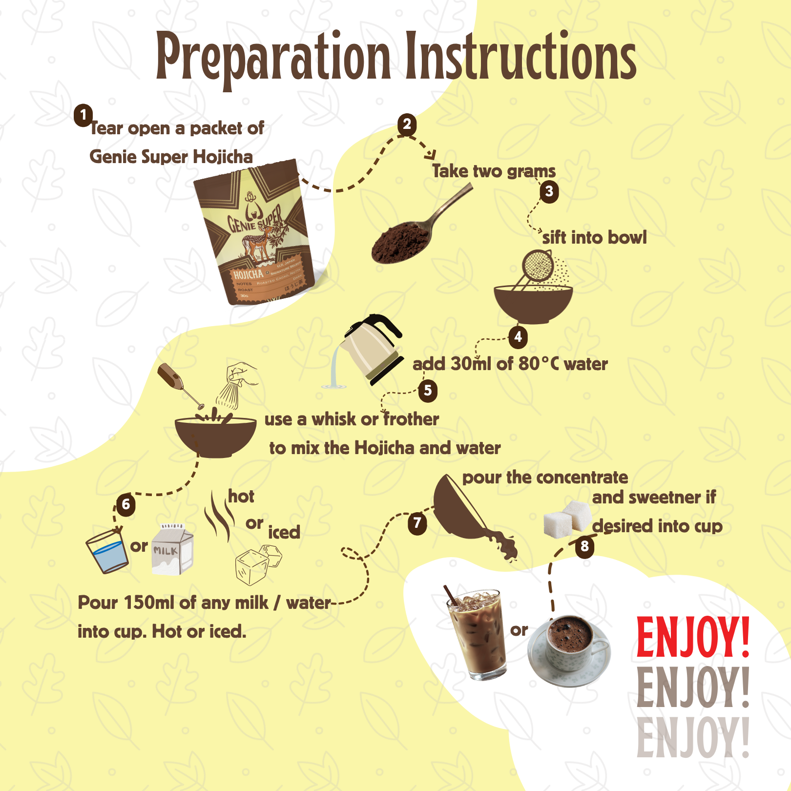 How to make Genie Super hojicha latte — step by step preparation guide