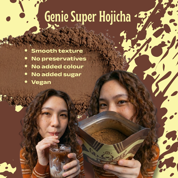 Genie Super hojicha powder — smooth, vegan, no preservatives, no added sugar
